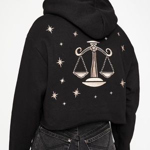 Dolls Kill Embroidered Crop Libra Hoodie